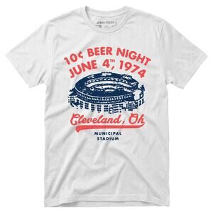 Unisex T-Shirt Ten Cent Beer Night Cleveland Ohio -Retro White Large New 70's